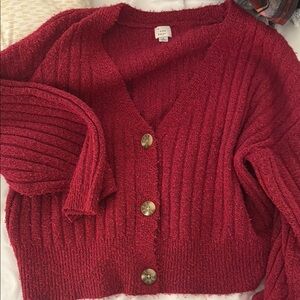 Cozy Pink Button-Up Sweater